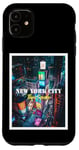 Coque pour iPhone 11 Cool New York City Times Square Skyline Illustration Graphic