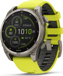 Garmin Fenix 8 Solar 47mmSapphire Solar Titanium - Amp Yellow/Graphite Silicone Strap, 47 mm