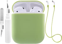 Étui en Silicone Compatible avec Les AirPods 2 1 avec kit de Nettoyage, étui de Protection Compatible avec Apple AirPods 2 avec Sangle de Sport, Housse Souple pour l'étui des Airpods 1 2 (Vert Clair)