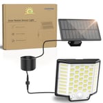 Collasis Lampe Solaire Extérieur [186 LED], 3 Modes Spot Eclairage Exterieur Solaire avec Détecteur de Mouvement IP65 1 Pack Lumiere Solaire Exterieur Câble de 5M,pour Jardin, Garage, Patio