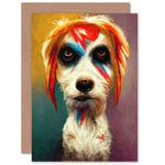 Bow Wow Bowie Aladdin Sane Dog Lover for Him or Her Blank Greeting Card