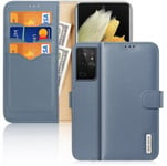 Samsung Galaxy S21 Ultra Plånboksfodral - Dux Ducis Äkta Läder Isblå (RFID Skydd)