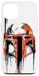 iPhone 13 Star Wars Boba Fett Helmet Paint Drip White Case