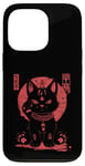 Coque pour iPhone 13 Pro Chat Maneki-Neko en colère porte-bonheur avec art japonais Kanji