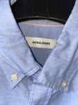 Men Shirt Size Small Jack & Jones Blue New Tags Short Sleeved Oxford Jack Jones