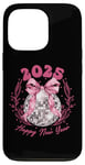 Coque pour iPhone 13 Pro Ruban rose boule disco du Nouvel An 2025 | Happy New Year Party