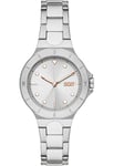 DkNY Montre pour Femme Chambers, Mouvement à Quartz Trois Aiguilles, Boîtier en Acier Inoxydable Argenté de 34 mm avec Bracelet en Acier Inoxydable, NY6641