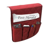 Armstöd Förvaringsbox TV Fjärrkontroll Stativ 5 Pocket Caddy för Soffa Soffa Liggstol red