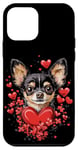 Coque pour iPhone 12 mini Fleurs de la Saint-Valentin Chihuahua Chien Coeur