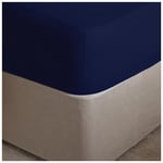 GC GAVENO CAVAILIA Linge de lit 180 Fils/cm² Drap-Housse en Percale très Profond Facile d'entretien, Doux et Confortable, Infroissable en Polycoton épais, Bleu Marine, Double