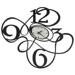 Arti & Mestieri Sketch Grande Horloge Murale Design 100% fabriquée en Italie – en Fer, diamètre 80 x 68 cm (Noir et Blanc marbre)