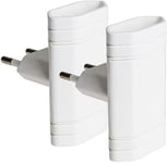 Lot De 2 Douilles De Cambriolage Plat (Double Double) Ladron Plat Mur Fin Adaptateur Prise De Terre 2 Prises 10 A (250 V) Blanc Idéal Pour Montage Derrière Des Espaces Étroits