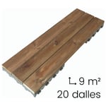 Xtiles - Dalle bois clipsable pin 117 x 39 cm (Lot de 20 dalles soit 9 m²) - Brun