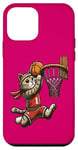 Coque pour iPhone 12 mini Belle idée cadeau design drôle chat qui fait du basketball