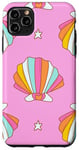 iPhone 11 Pro Max Cute Seashells Ocean Bright Rainbow on Pink Case