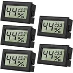 5 Mini Thermomètre Digital LCD Hygromètre D'intérieur hygromètre Thermometer Intérieur Reptiles Hygromètre Numérique, pour Bureau, Cuisine,