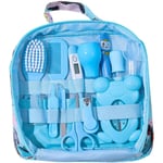 Ensemble de Sac de Soins pour bébé Pinces à Ongles pour bébé 13 pièces Ensemble de Fournitures de Nettoyage Quotidien Kit de Soins (Bleu, Taille