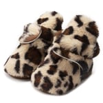Baby Leopard Print Plush Soft Sole Fluffy Flock Boots M 0-6m