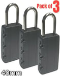 3 X SMALL 3 DIGIT COMBINATION PADLOCKS Lock - Locker Luggage Suitcase Travel Gym