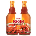 Frank's RedHot Wings Buffalo Sauce Hot Spicy Flavour Taste - Pack of 2 x 680ml