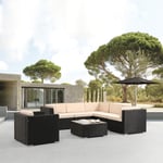 AREBOS Meubles de jardin Porto Polyrattan Meubles de jardin 6 personnes Noir