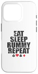 Coque pour iPhone 16 Pro Eat Sleep Rummy Repeat Jeu de cartes Romme