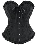 SZIVYSHI Women's Overbust Sweetheart Lace Up Plastic Bones Corset Bustier Top (Black, 6XL)