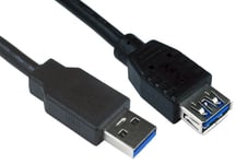 2MTR USB 3.0  Extension Lead A Male to A Female Cable Extender 2 Metre Black