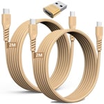 USB C to USB C Long Charger Cable 60W (2M+2M+Adapter) STRONG Braided Type C to C Cable Fast Charging Data Lead Compatible with iPhone 15, iPad Pro 2022, MacBook Pro, Samsung S24/S23/S22/A14/A54,Switch