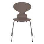 Fritz Hansen - Myran 3100 Deep Clay Lackad/Silver Grey - Ruokapöydän tuolit - Arne Jacobsen - Ruskea - Metalli/Puu