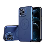 Coque magnétique pour iPhone 13 Pro Max Compatible avec MagSafe,Support Bague de caméra intégré Étui téléphone Portable,Antichoc blindé Militaire Robust Duty Stand Étui pour iPhone 13 Pro Max -Bleu