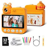 Kids Camera Instant Print, Gofunly 3.0'' Screen Instant Camera for Kids with 32G Card & 3 Print Paper, 1080P HD Video Kids Digital Camera for Toddler Age 3-12 Years Old Boys & Girls Birthday Gifts