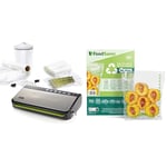 Foodsaver Food Vacuum Sealer Machine with Integrated Roll Storage | Bag Cutter and Delicate Food Mode + FoodSaver FSBE4802X-01 Vacuum Sealer, Plastic Nylon, Recyclable Bags