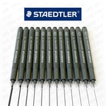 12 x Staedtler 308 Pigment Liner - Full Range Set Black Ink [1 of each nib size]