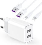 Chargeur Rapide Iphone ¿Certifié Mfi Apple¿ Chargeur Usb Et 2 Câble Lightning De 2 M Adaptateur Secteur Usb Universel Mural Chargeur Compatible Avec Iphone 14/13/12/Se/11/X/Xs/Xr/8/7/7 Plus/6/Ipad