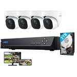 Kit Vidéo Surveillance avec 4K 8MP 4X Dôme Caméra ip PoE et 8CH 2To nvr, Détection Personne/Véhicule, Vision Nocturne 30m avec Audio - Reolink