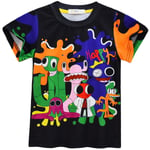 Rainbow Friends 3d-utskrift Kortärmad T-shirt Sommar Toppar med rund hals för barn Ungdom Pojkar D 7-8 Years
