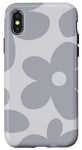 Coque pour iPhone X/XS Rétro Gris Dessin animé Fleurs Hippie Niveaux de gris