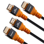 Lot De 2 Cables Hdmi 2.1 Certifies 3M 8K Ultra Haut Debit-(8 K@60Hz,4K@144Hz)48Gbps Earc Hdr10 Hdcp 2.2 Et 2.3 -Dolby Atmos-Compatible Avec Hdtv,Lecteur Blu-Ray,Moniteur,Projecteur