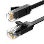 Ugreen Ethernet RJ45 litteä verkkokaapeli, Cat.6, UTP, 15m, musta