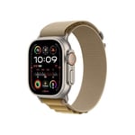 Apple Watch Ultra 2 (49 mm GPS + Cellular) Montre de Sport connectée avec Boîtier en Titane Naturel et Boucle Alpine Sahara (Medium). Suivi de l’activité, GPS Haute précision, Neutre en Carbone