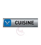 AUA SIGNALETIQUE - Plaque de porte Aluminium brossé imprimé AluSign - 200x50 mm - Double Face adhésif au dos - Impression UV directement sur l'aluminium (Pas de contre collage) (Cuisine 2)