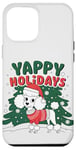 Coque pour iPhone 12 Pro Max Caniche blanc mignon de Noël pour amoureux des chiens Yappy Holidays