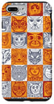 Coque pour iPhone 7 Plus/8 Plus Multitude of Cats Visages de chat à carreaux Motif damier