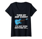 Womens Turn My Amp Down, Electric Guitar Church Guitarist (Blue) V-Neck T-Shirt