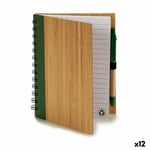 Spiralbundet anteckningsblock med penna 14 x 18 cm Bambu (12 antal)