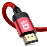 4K HDMI Cable 7.5m,[Upgraded] High Speed HDMI Lead 2.0 Cable Ultra 18Gbps 4K@60Hz Supports Video UHD 2160p, HD 1080p, 3D, Ethernet, HDCP 2.2 ARC, Compatible Fire TV Xbox PS3 PS4 (Red)