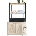 VEVOR Meuble Cache Bac à Litière pour Chat, 60x50x127 cm, Maison de Toilette pour Chat avec 2 Étagères, 2 Paniers, Armoire en Bois pour Cacher la Plupart des Bacs à Litière pour Chats, Couleur Naturel