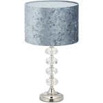 Lampe de table, abat-jour en velours, pied cristal, douille E14, salon et chambre, h x l : 48 x 26 cm, gris - Relaxdays