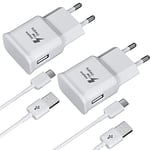 Chargeur 2-Pack avec Câble de Charge USB Type-C Câble de Charge Rapide pour Samsung Galaxy S8 S8+ S9 Plus S10 S10 Plus S10e A50 A51 A12 A40 A42 Note 8/9, Chargeur Rapide de Remplacement d'origine